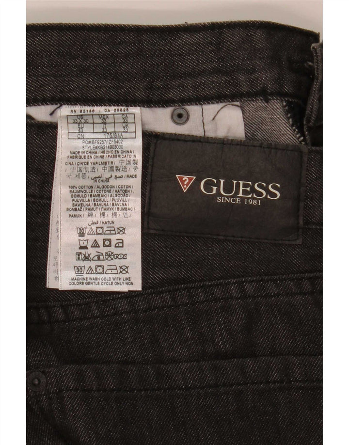 Męskie proste dżinsy Guess W33 L30 Szara bawełna