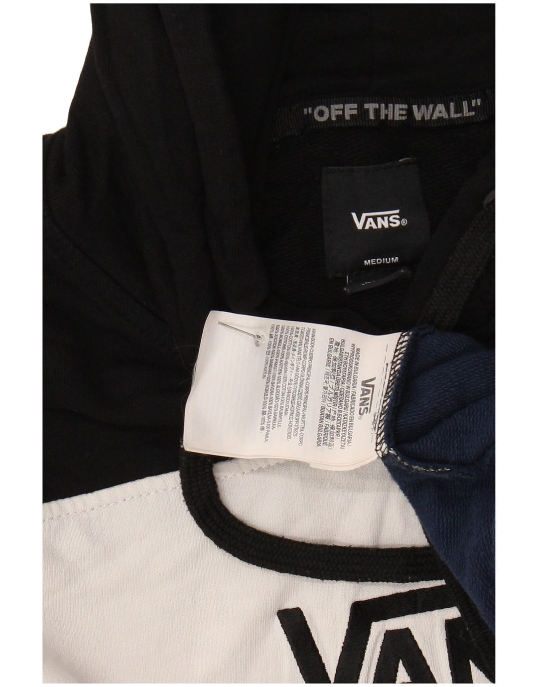 Męski sweter z kapturem VANS z grafiką, średniej wielkości, wielokolorowy, bawełniany z blokami kolorów