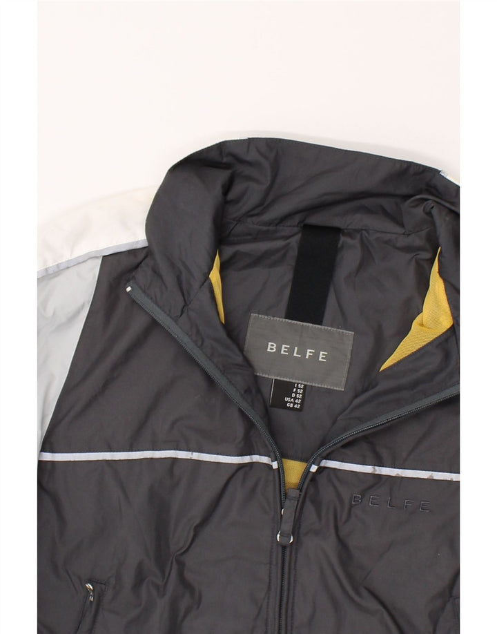 BELFE Mens Tracksuit Top Jacket UK 42 Large Grey Colourblock Polyester Vintage Belfe and Second-Hand Belfe from Messina Hembry 
