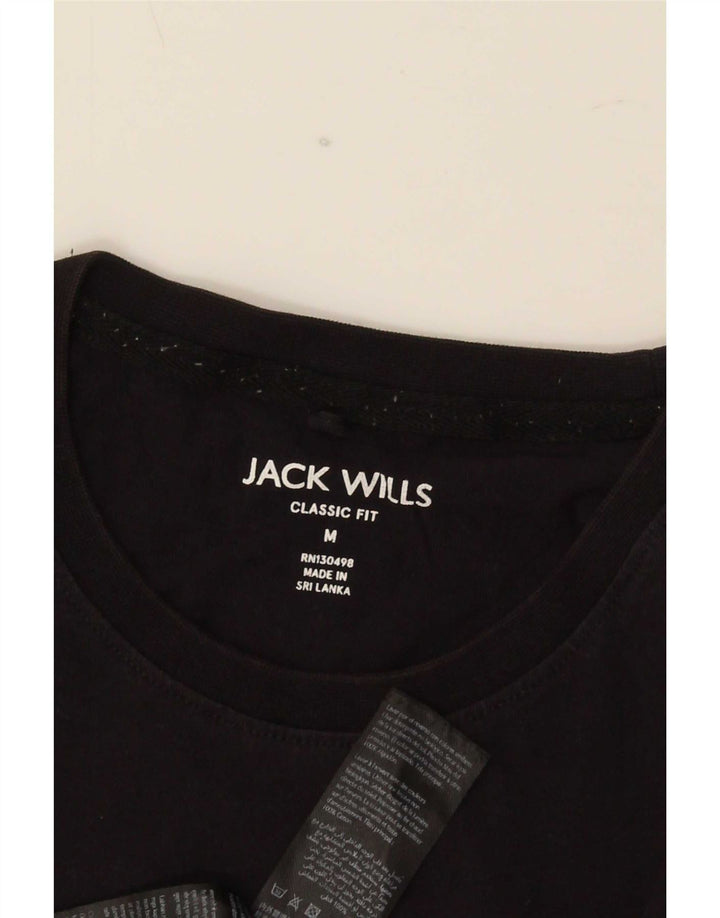 Męska koszulka Jack Wills o klasycznym kroju z grafiką, średnia czarna bawełna