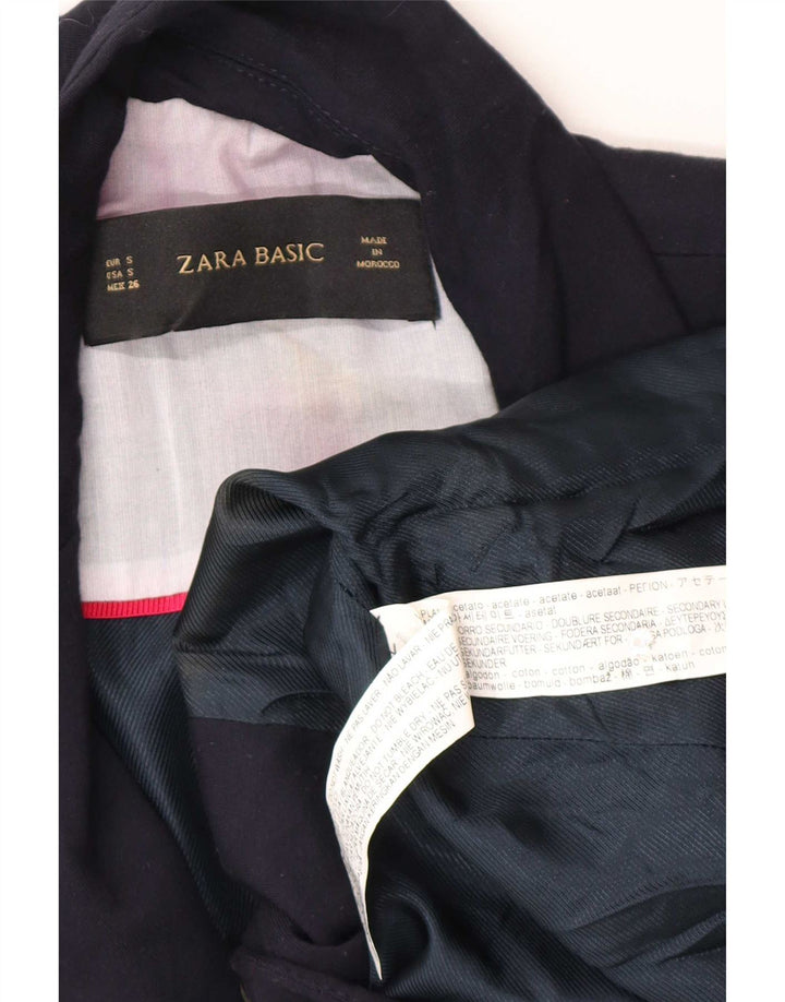 Zara damska marynarka zapinana na 1 guzik UK 10, mała, granatowa, octanowa