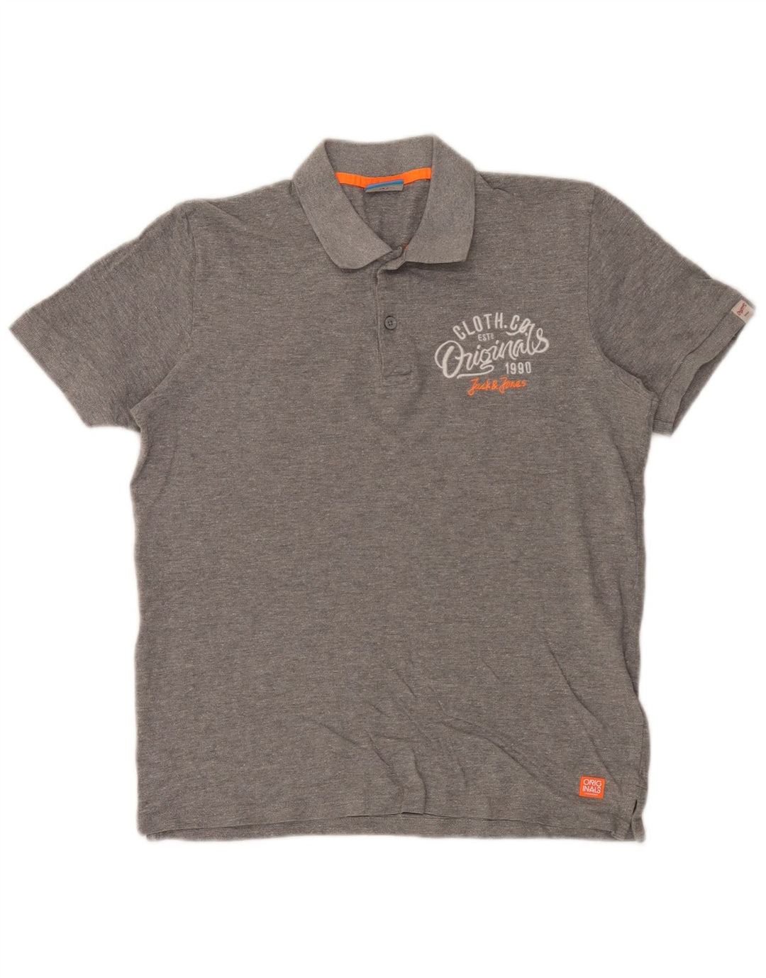 Męska koszulka polo Jack & Jones z grafiką, średnioszara, bawełniana w plamki