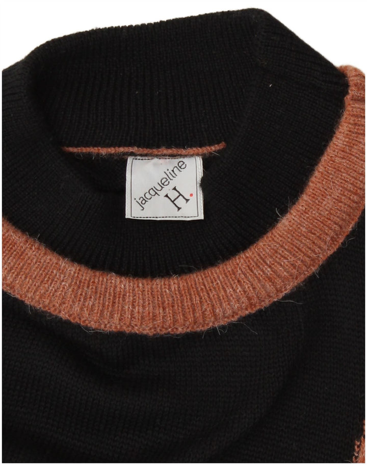 Sweter damski w stylu vintage z golfem EU 40, średni czarny retro