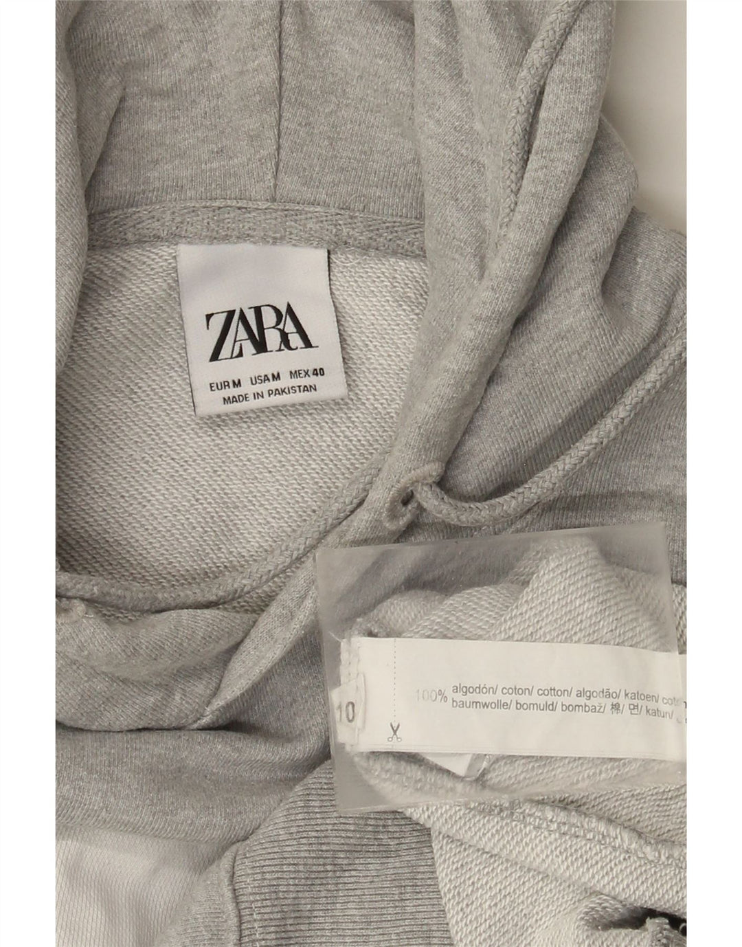 Męski sweter z kapturem Zara, bawełniany, średnioszary, z blokami kolorów