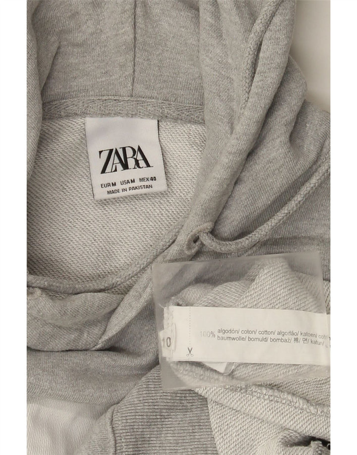 Męski sweter z kapturem Zara, bawełniany, średnioszary, z blokami kolorów