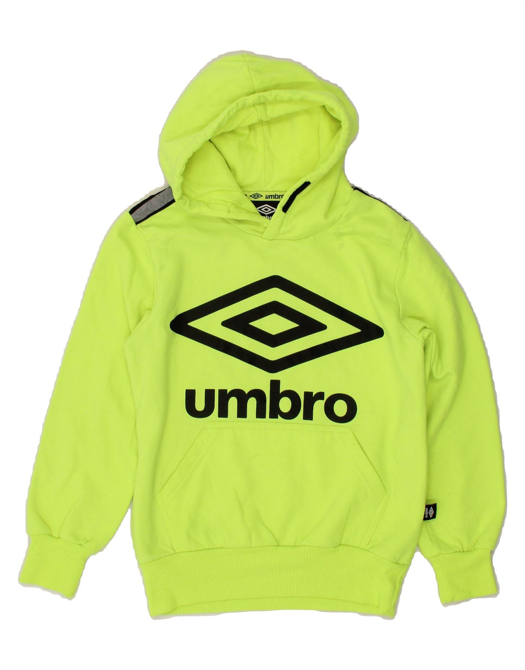 UMBRO Boys Graphic Hoodie Jumper 7-8 Years Small Green Polyester Vintage Umbro and Second-Hand Umbro from Messina Hembry 