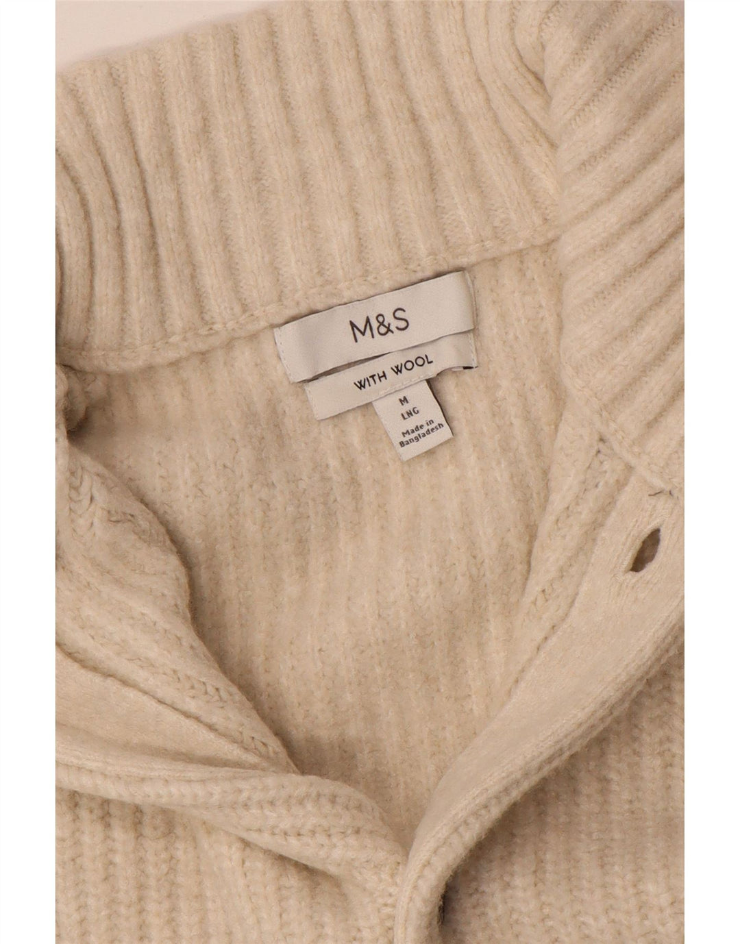 Marks & Spencer Męski sweter kardigan w kolorze średniego beżu, wełniany