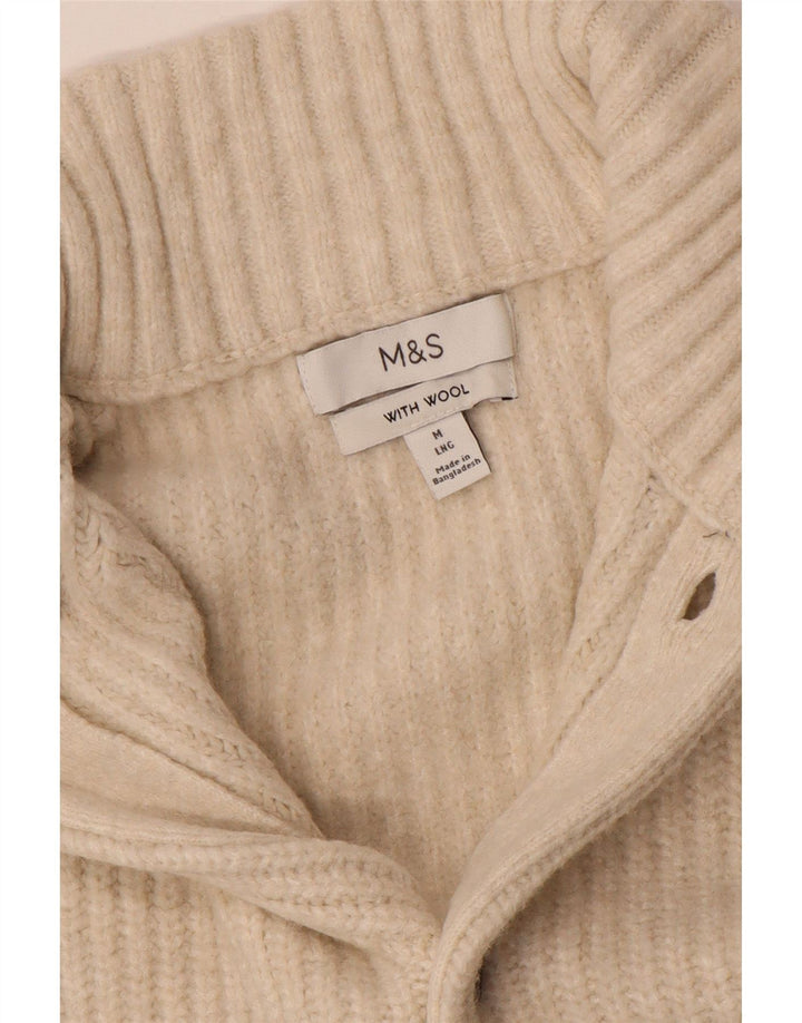 Marks & Spencer Męski sweter kardigan w kolorze średniego beżu, wełniany