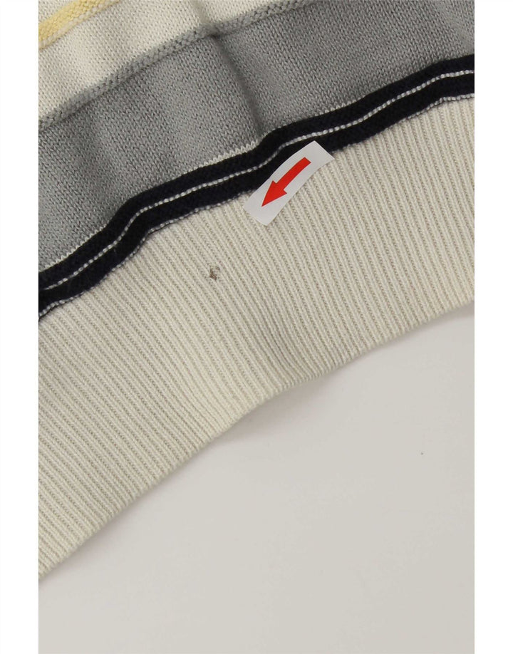 Męski sweter Paul R. Smith z dekoltem w kształcie litery V, duży, wielokolorowy, bawełniany w paski