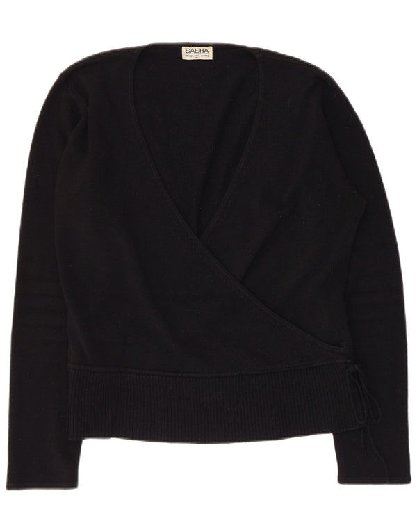 Sweter damski Sasha z dekoltem w kształcie litery V, UK 18 XL, czarny akryl