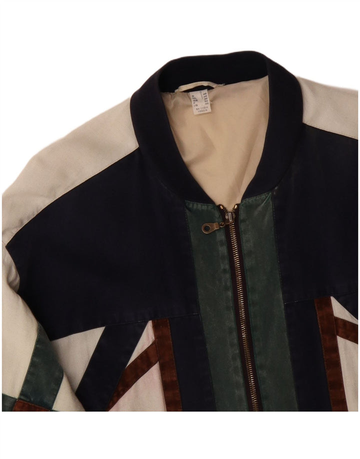 Męska kurtka bomberka o luźnym kroju VINTAGE UK 36, mała w kolorze złamanej bieli