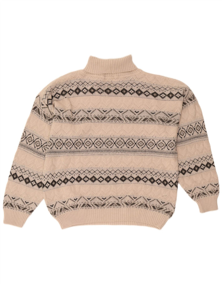 Starter Męski sweter z golfem XL Beżowa, geometryczna wełna