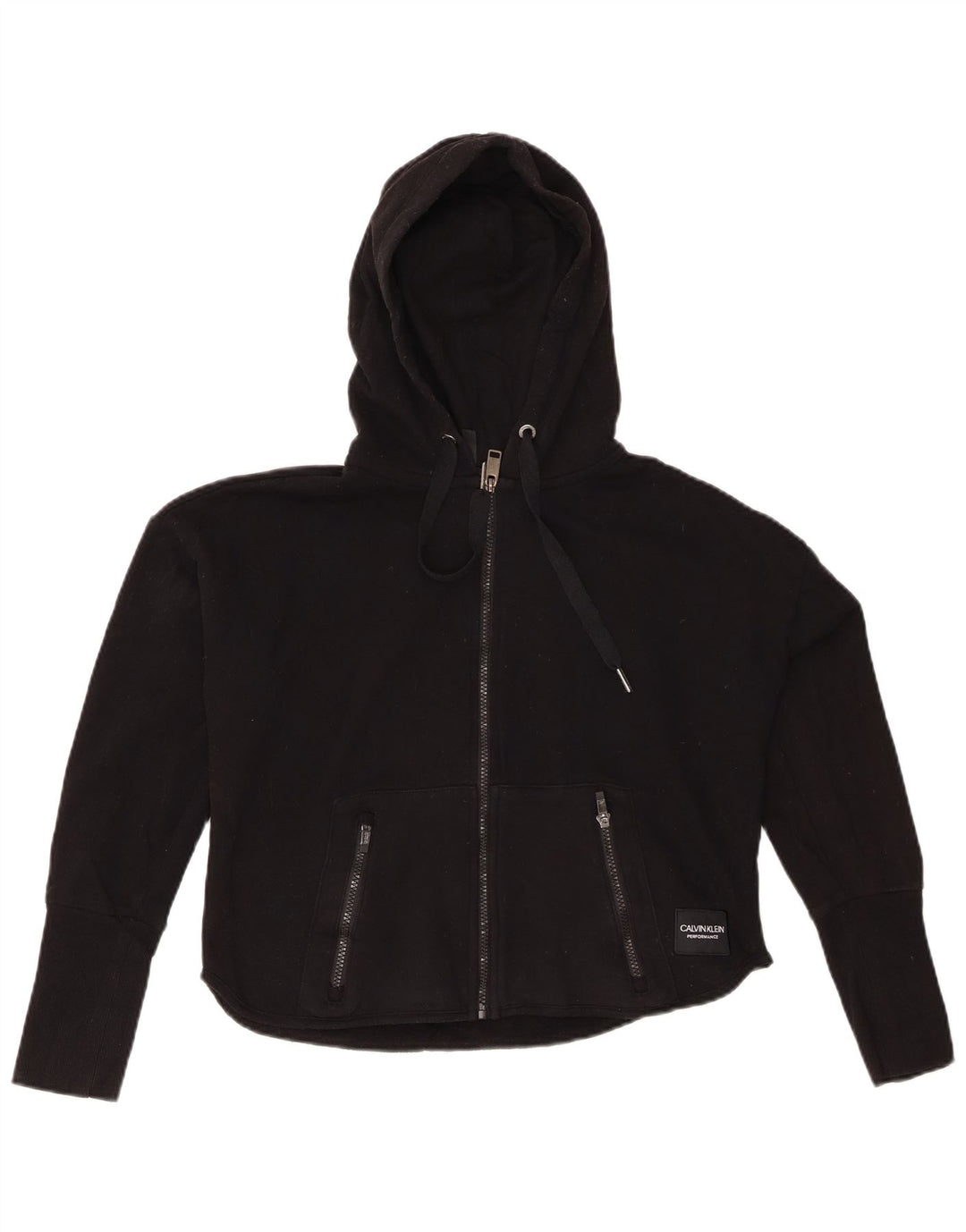 CALVIN KLEIN Damski sweter oversize z kapturem i zamkiem błyskawicznym UK 10 Small Black