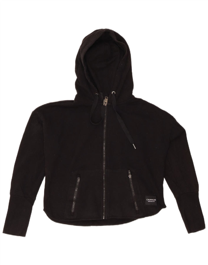 CALVIN KLEIN Damski sweter oversize z kapturem i zamkiem błyskawicznym UK 10 Small Black