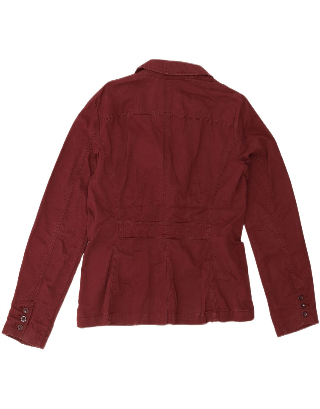 EDDIE BAUER Damska marynarka zapinana na 3 guziki US 8, średnia bordowa bawełna