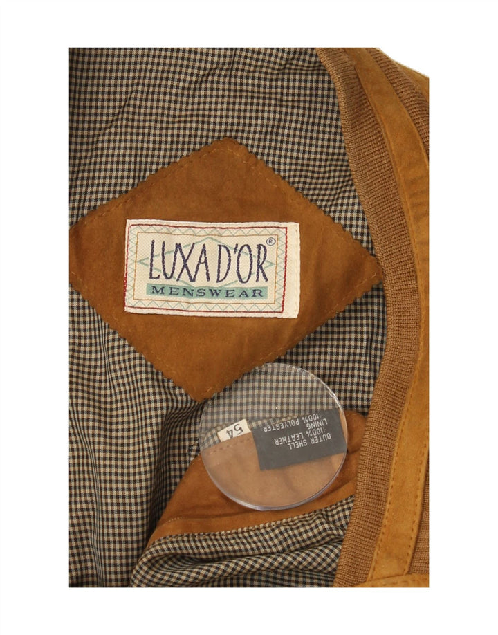 VINTAGE Mens Suede Jacket IT 54 2XL Brown Leather Vintage Vintage and Second-Hand Vintage from Messina Hembry 