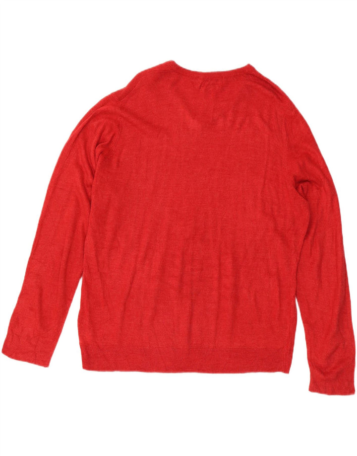 Marks & Spencer Męski sweter z dekoltem w kształcie litery V, XL, czerwony, akryl