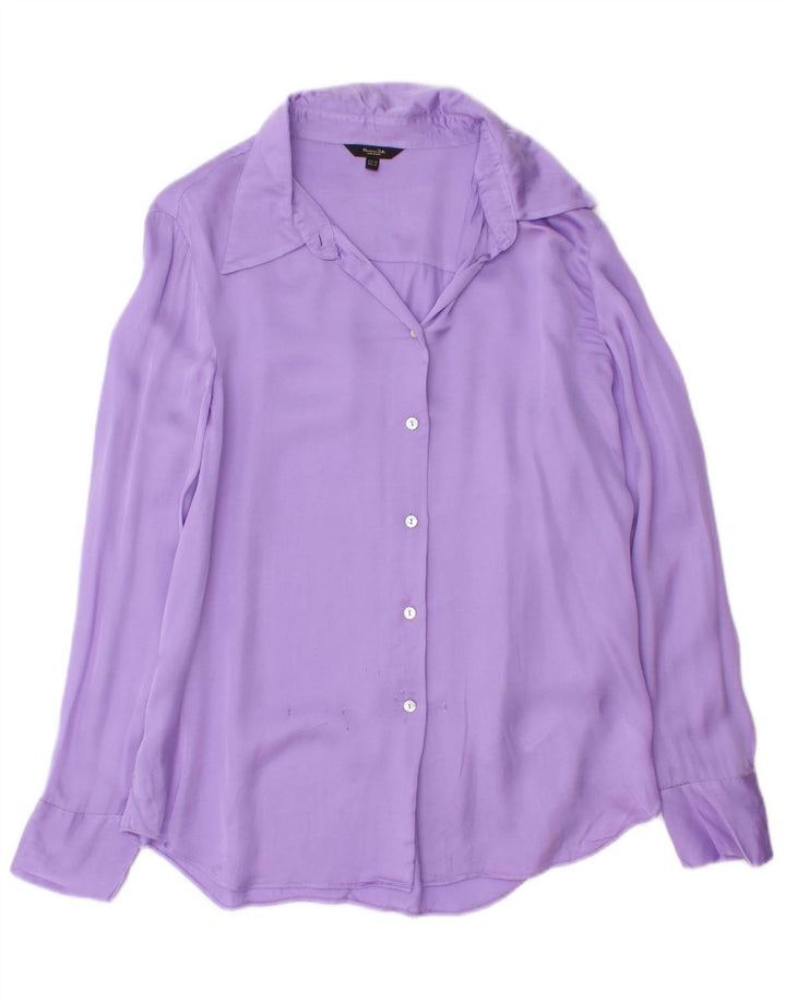 MASSIMO DUTTI Womens Oversized Shirt EU 38 Small Purple Viscose