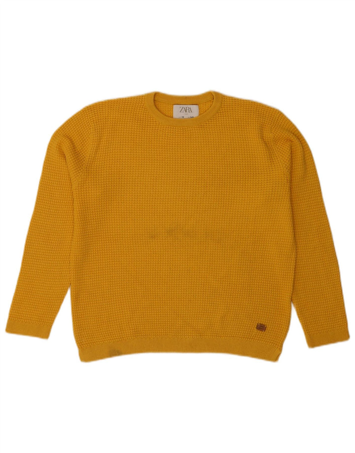 Sweter chłopięcy Zara z okrągłym dekoltem, 9-10 lat, żółty