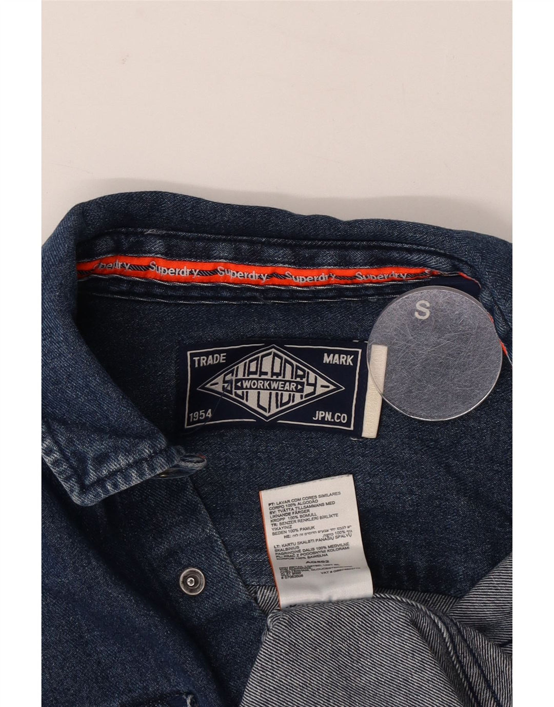 Męska koszula dżinsowa Superdry, mała, niebieska, bawełniana
