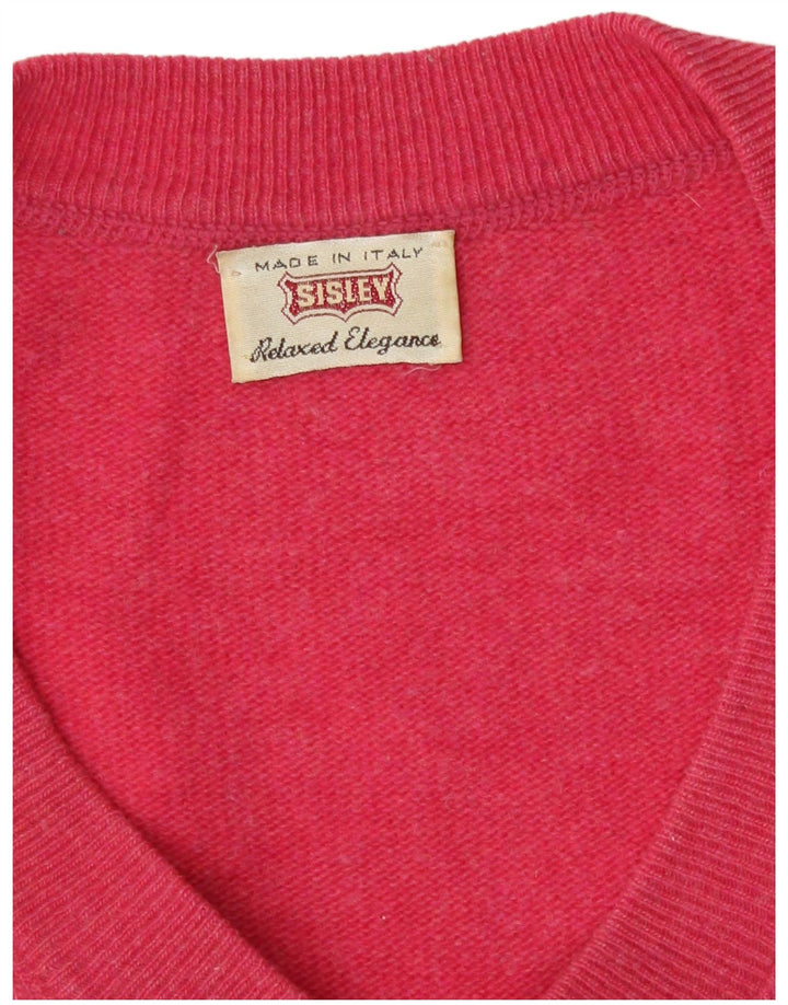Sweter damski Sisley Oversize z dekoltem w kształcie litery V, UK 14, średni róż