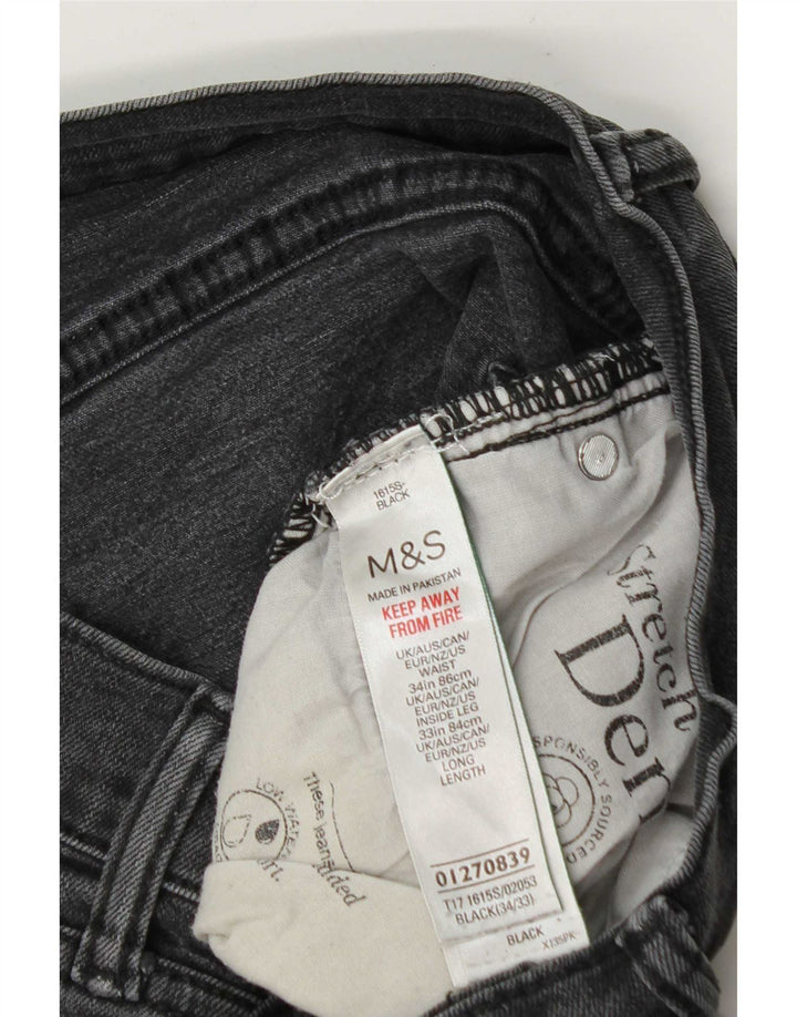 Marks & Spencer Męskie jeansy slim W34 L33 Czarne bawełniane
