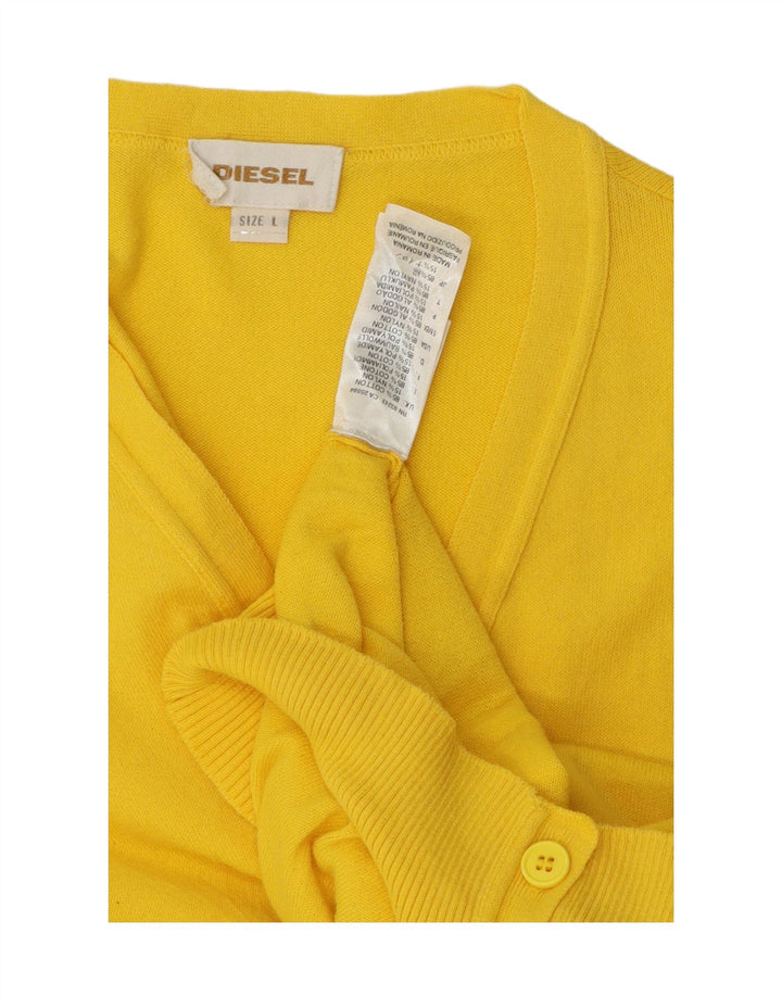 Diesel Męski sweter rozpinany, duży, żółty, bawełniany