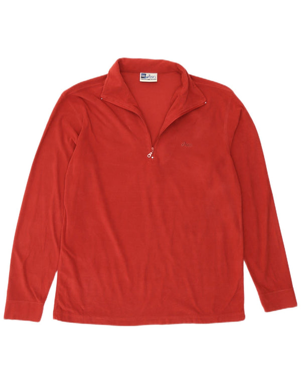 Męski sweter polarowy Asics z zamkiem błyskawicznym, średni bordowy poliester