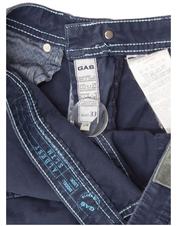 Spodnie męskie Gas Slim Casual W33 L34 Granatowa bawełna