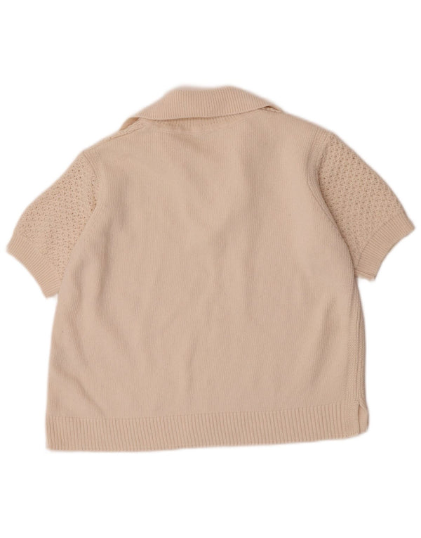 Marks & Spencer Damski sweter z krótkim rękawem, UK 14, średni złamanej bieli