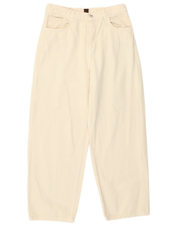 Damskie luźne dżinsy Stefanel Crop High Rise W28 L26 Off White
