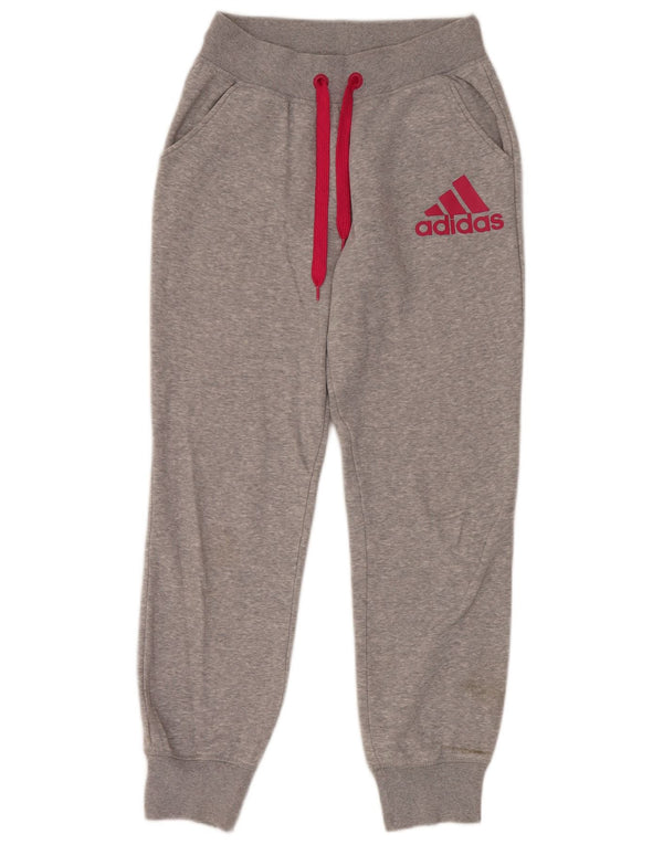 Damskie spodnie dresowe Adidas Graphic Joggers UK 4/6 XS Szara bawełna
