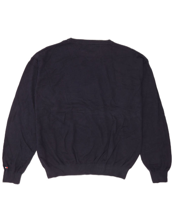 Męski sweter z okrągłym dekoltem Tommy Hilfiger 2XL, granatowa, bawełniana