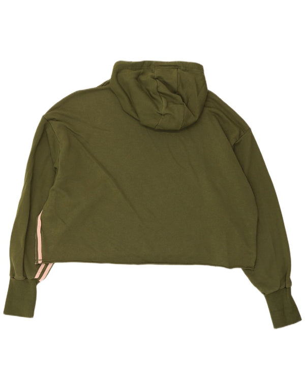 Damska bluza z kapturem Adidas Crop Graphic UK 20/22 XL Khaki