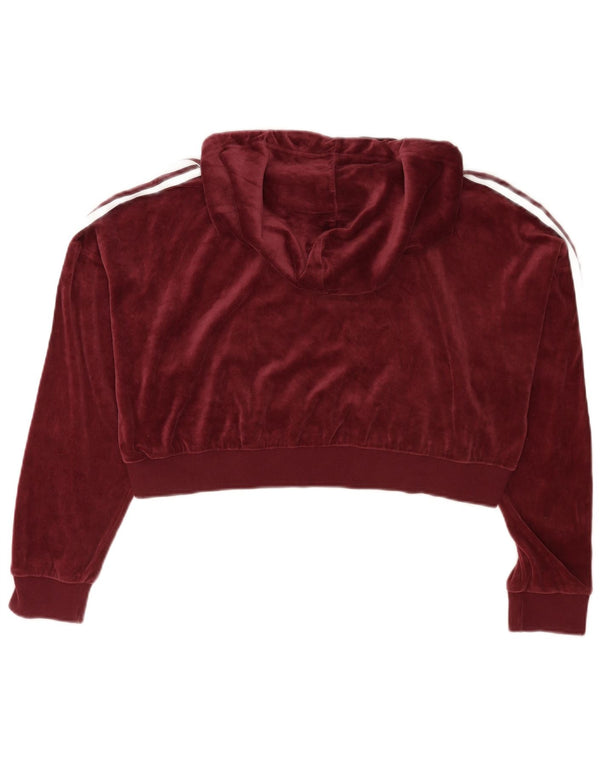 Damska bluza z kapturem Adidas Oversized Crop Velour UK 16 Large Burgundia