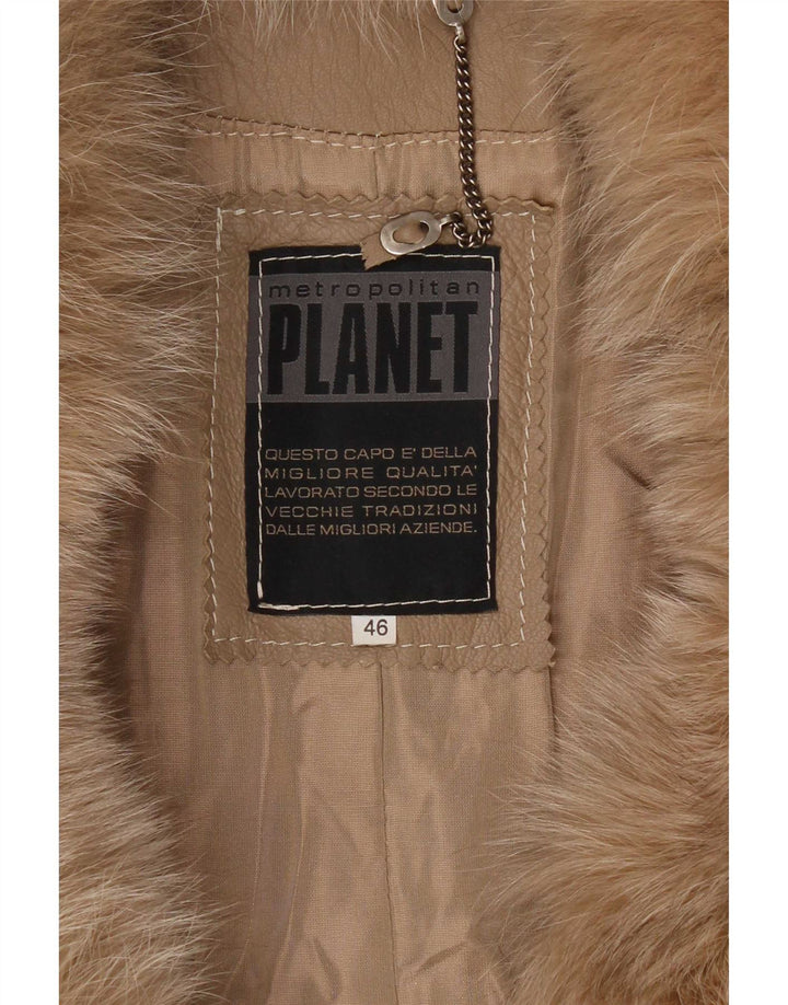 Damski płaszcz skórzany Planet IT 46, duży, beżowy