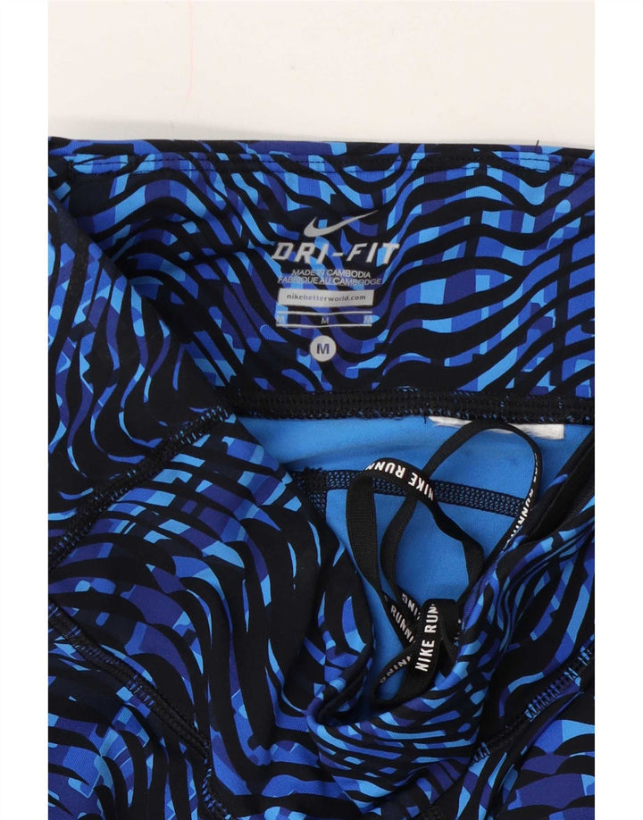 Damskie legginsy Nike Dri Fit Abstrakcyjny wzór UK 12 Średni niebieski Chevron