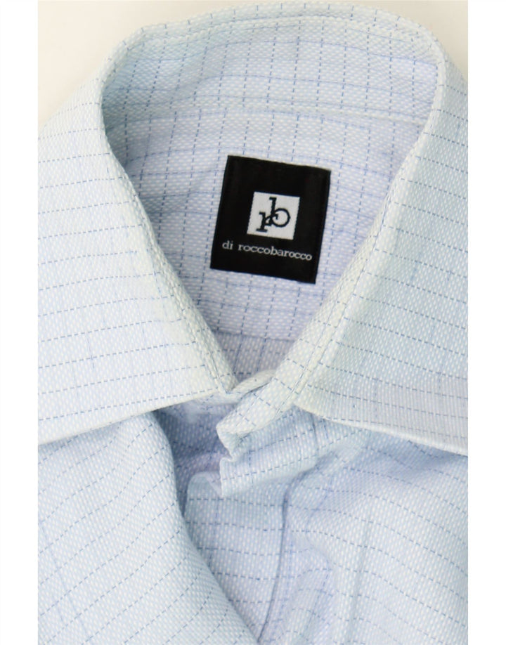ROCCOBAROCCO Mens Shirt Size 40 15 1/2  Medium Blue Check Vintage Roccobarocco and Second-Hand Roccobarocco from Messina Hembry 