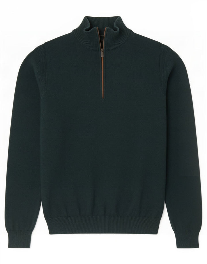 Męski sweter zapinany na zamek Massimo Dutti, mały zielony