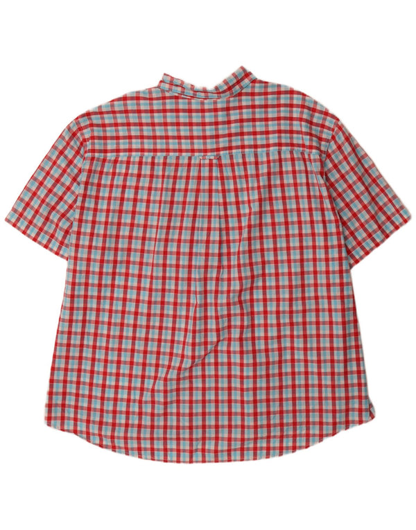 Koszula męska Chaps z krótkim rękawem, regularnym krojem, 4XL, czerwona bawełniana kratka