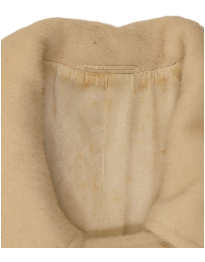 Dwurzędowy płaszcz damski Max Mara UK 10, mały, klasyczny, w kolorze złamanej bieli