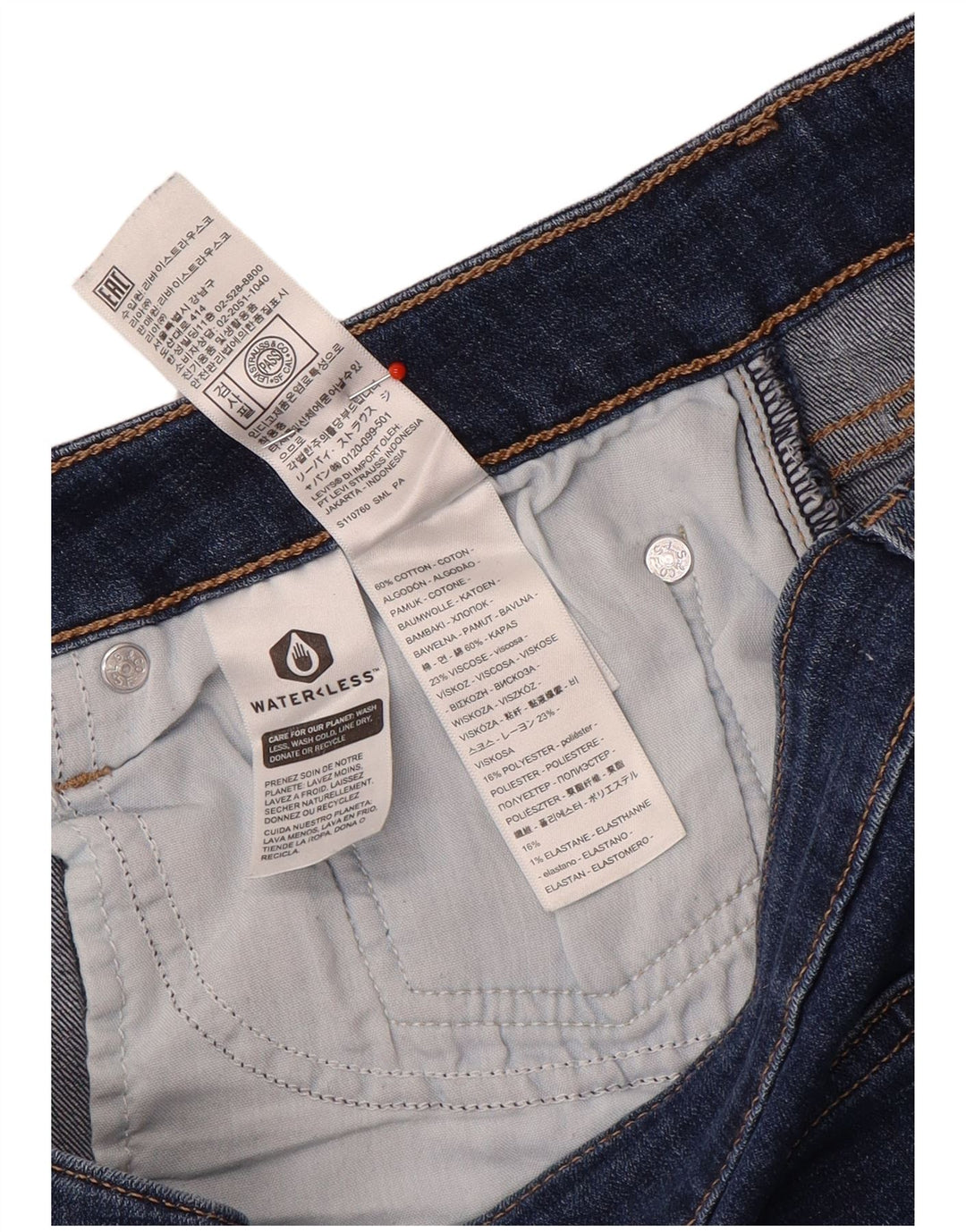 Damskie jeansy Levi's 725 z wysokim stanem Bootcut W34 L30 Granatowa bawełna