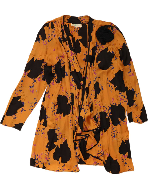 Vintage Womens Abstract Pattern Cardigan Top IT 48 XL Yellow Polyester