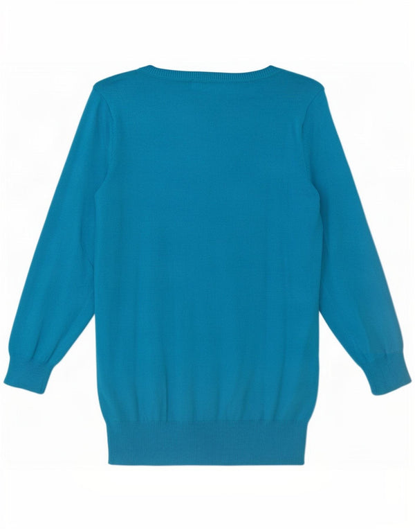 Damski sweter rozpinany z rękawem 3/4 Zara UK 14, duży, niebieski, bawełniany
