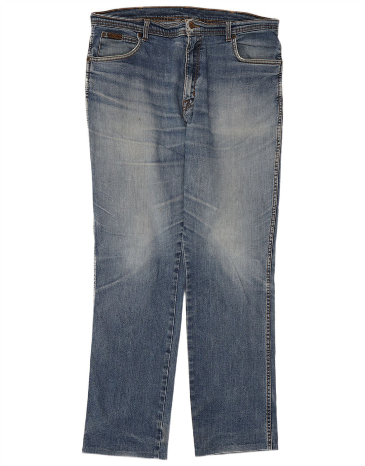 Męskie proste dżinsy Wrangler W38 L31, niebieskie, bawełniane