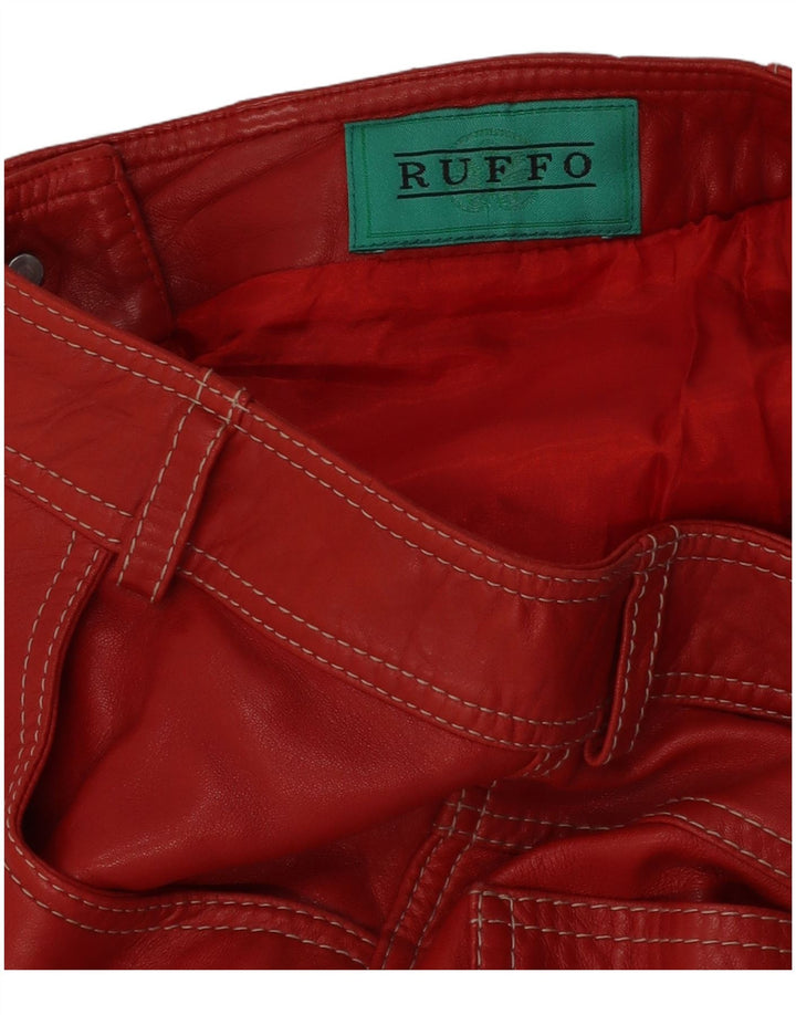 Spodnie skórzane damskie RUFF0 Slim Fit W26 L29 Czerwone