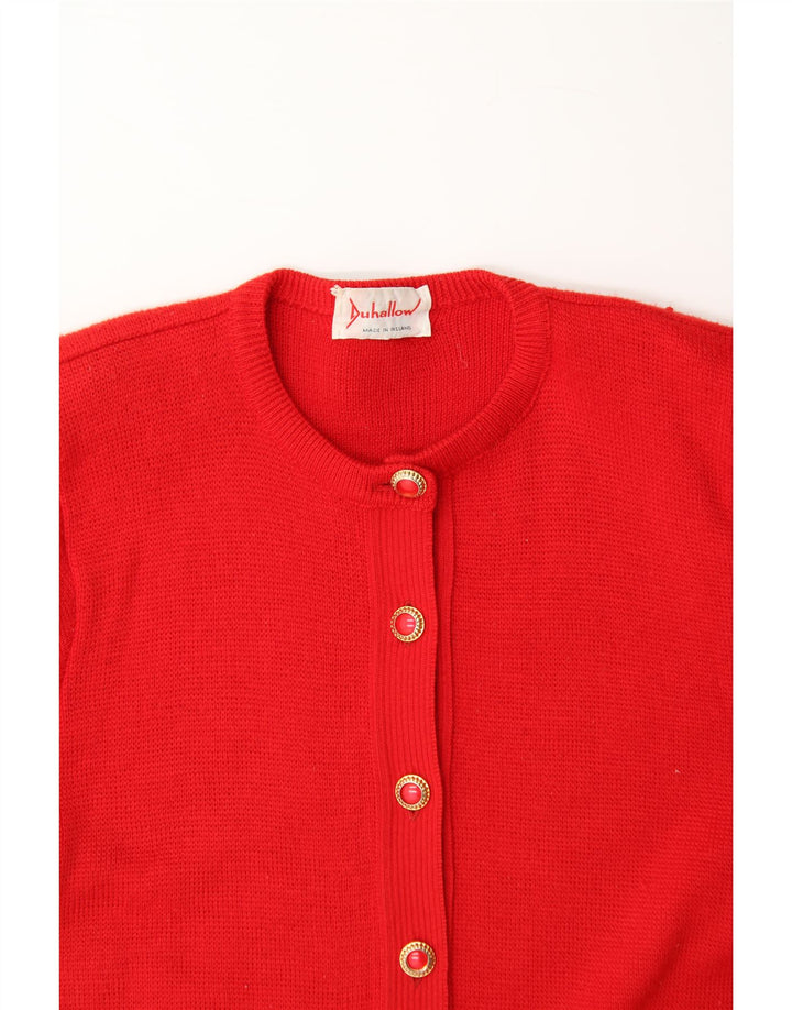 DUHALLOW Womens Cardigan Sweater UK 12 Medium Red Acrylic Vintage Duhallow and Second-Hand Duhallow from Messina Hembry 