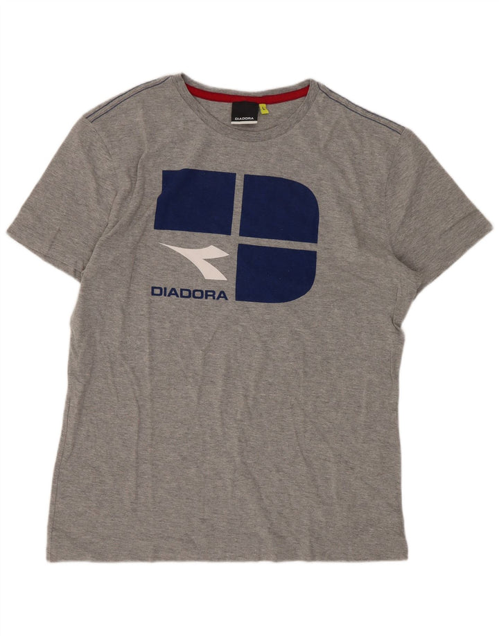 Męski T-shirt z grafiką Diadora, duży, szary, bawełniany