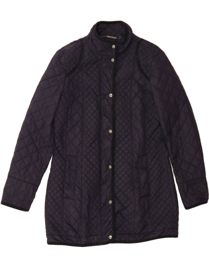 HOBBS Womens Quilted Overcoat UK 12 Medium Navy Blue Polyamide Vintage Hobbs and Second-Hand Hobbs from Messina Hembry 