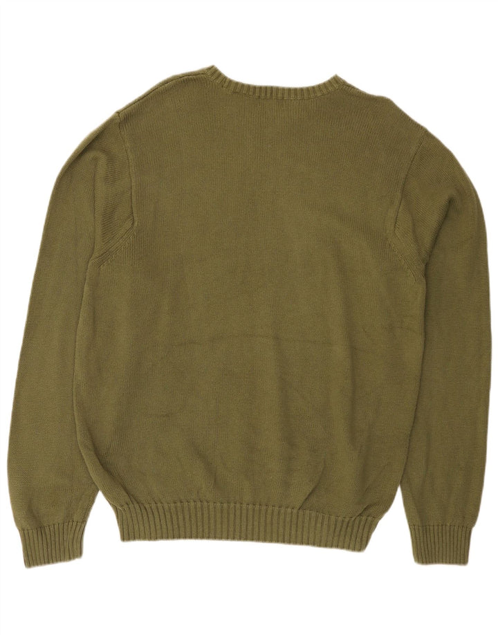 IZOD Męski sweter z dekoltem w łódkę, średnia bawełna khaki